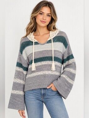 WRANGLER RETRO Lace Hood Crochet Pullover - Size L/G Cottagecore Boho